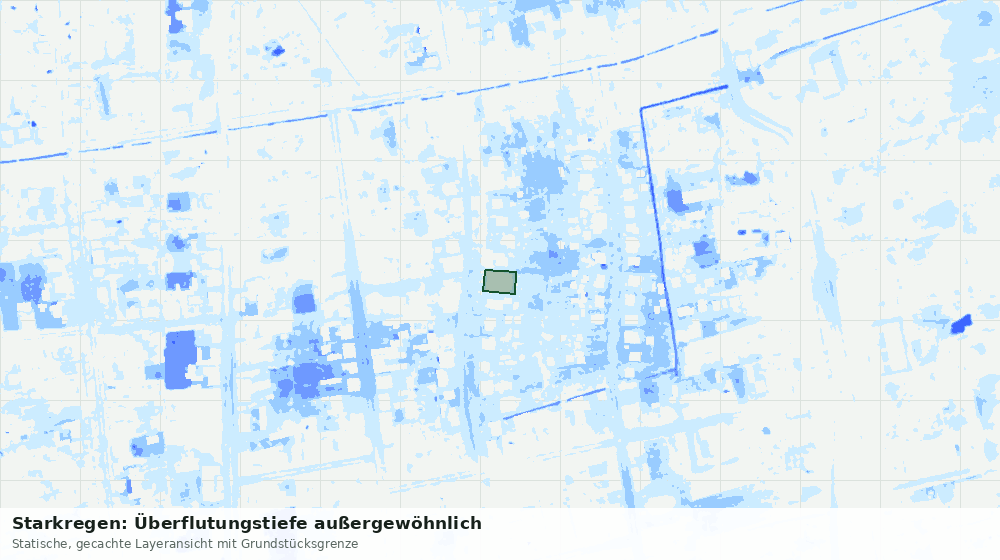 Statische Kartenansicht: Starkregen: Überflutungstiefe außergewöhnlich