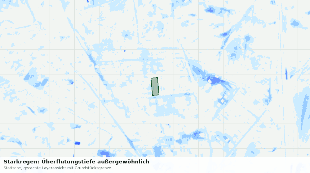 Statische Kartenansicht: Starkregen: Überflutungstiefe außergewöhnlich