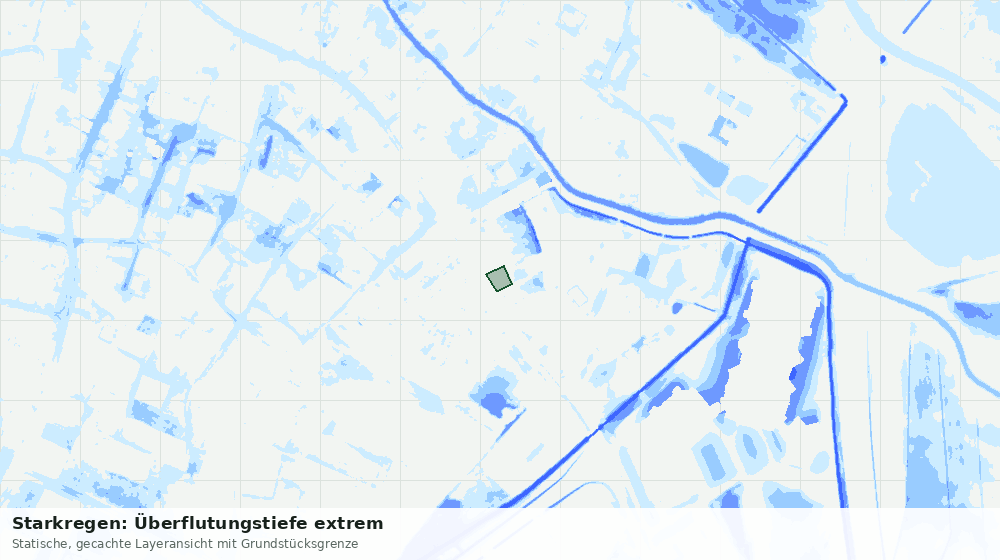 Statische Kartenansicht: Starkregen: Überflutungstiefe extrem