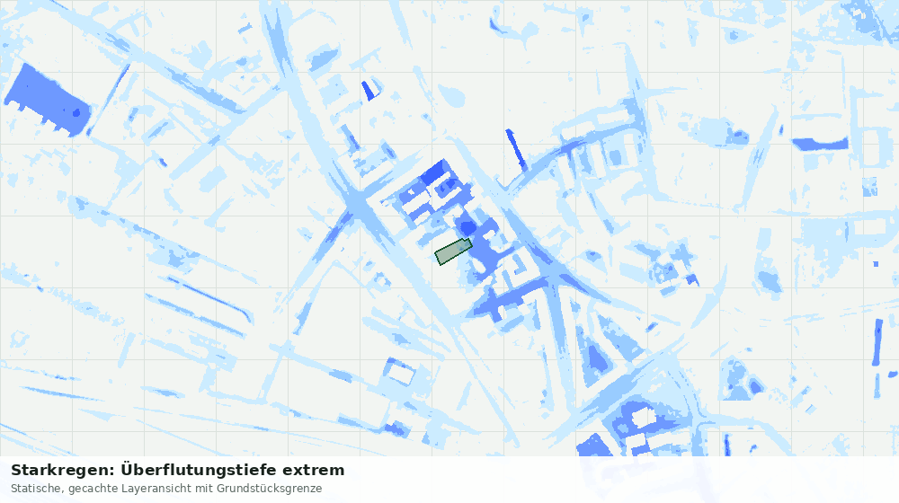 Statische Kartenansicht: Starkregen: Überflutungstiefe extrem
