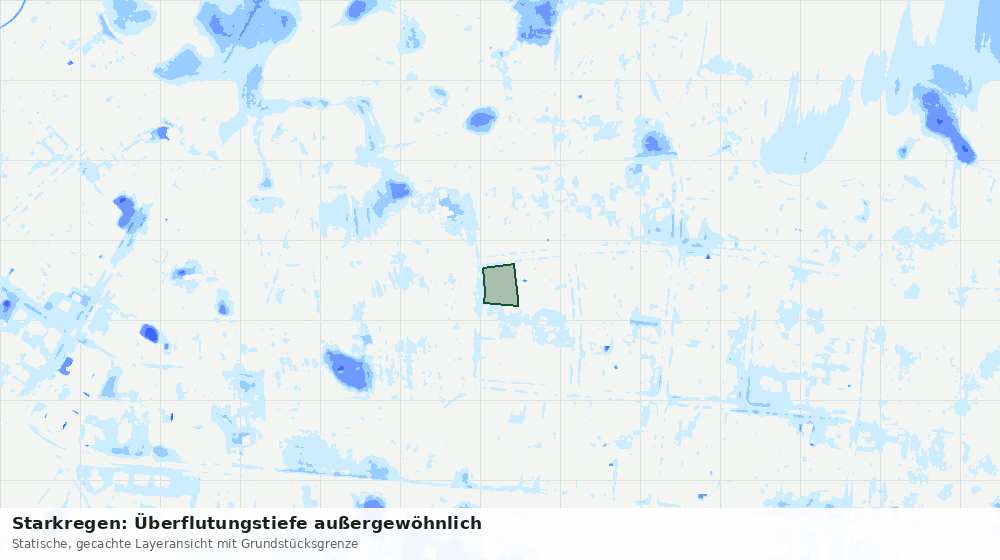 Statische Kartenansicht: Starkregen: Überflutungstiefe außergewöhnlich