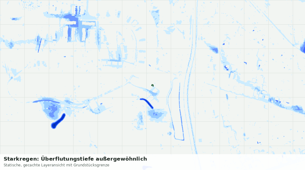Statische Kartenansicht: Starkregen: Überflutungstiefe außergewöhnlich
