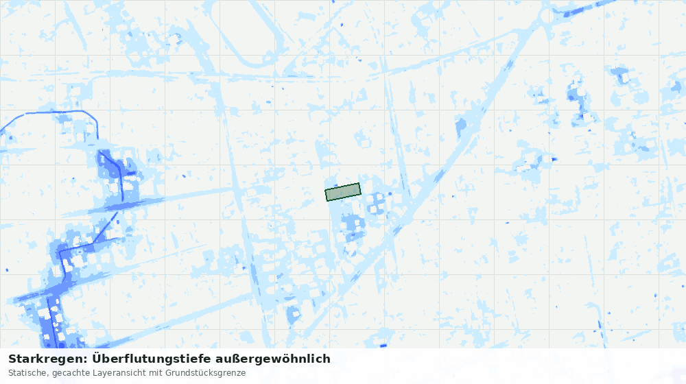 Statische Kartenansicht: Starkregen: Überflutungstiefe außergewöhnlich