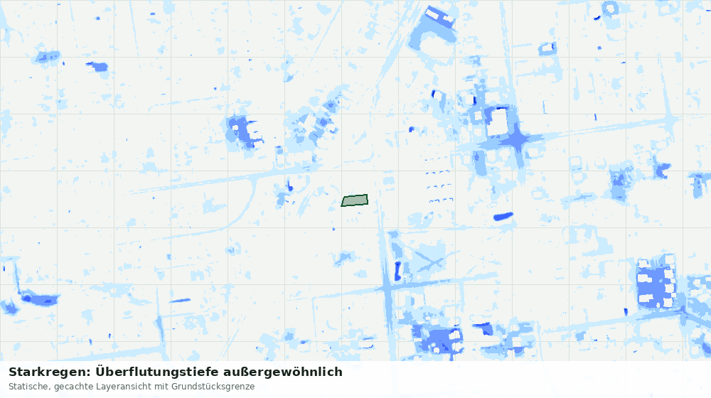 Statische Kartenansicht: Starkregen: Überflutungstiefe außergewöhnlich