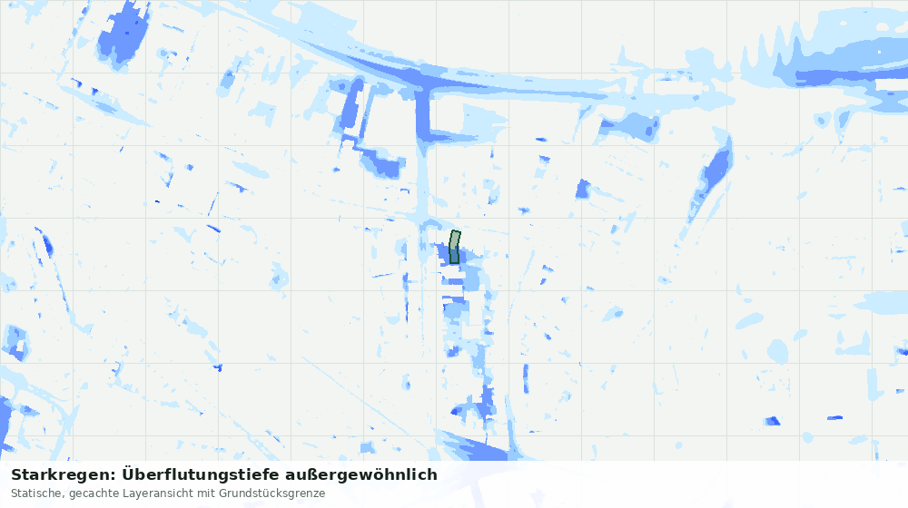 Statische Kartenansicht: Starkregen: Überflutungstiefe außergewöhnlich