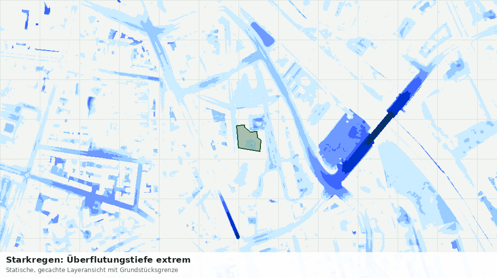 Statische Kartenansicht: Starkregen: Überflutungstiefe extrem