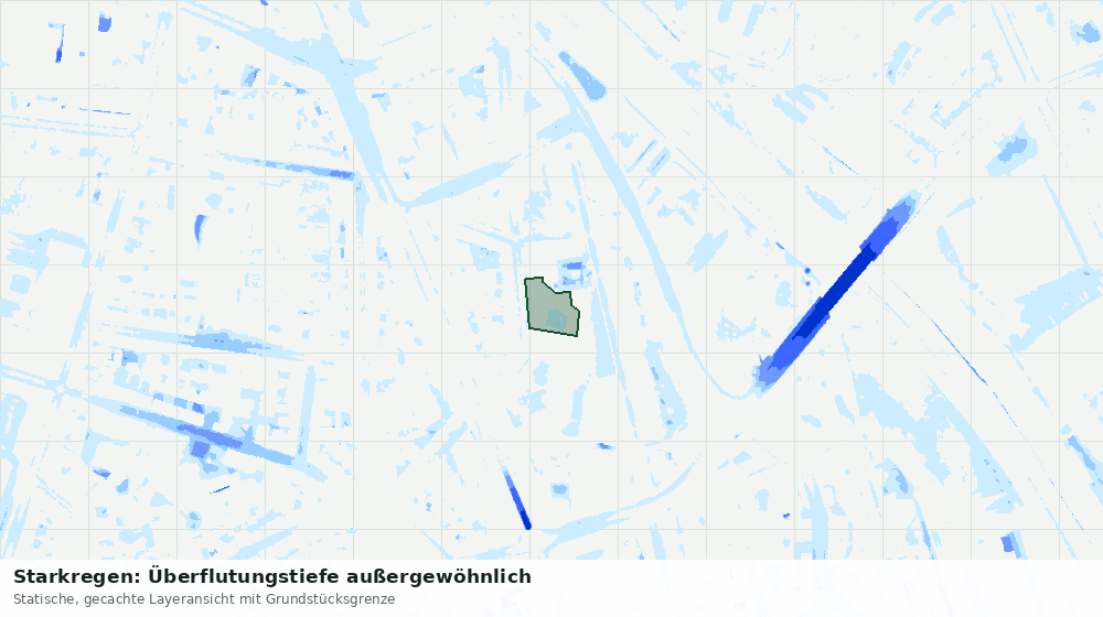 Statische Kartenansicht: Starkregen: Überflutungstiefe außergewöhnlich