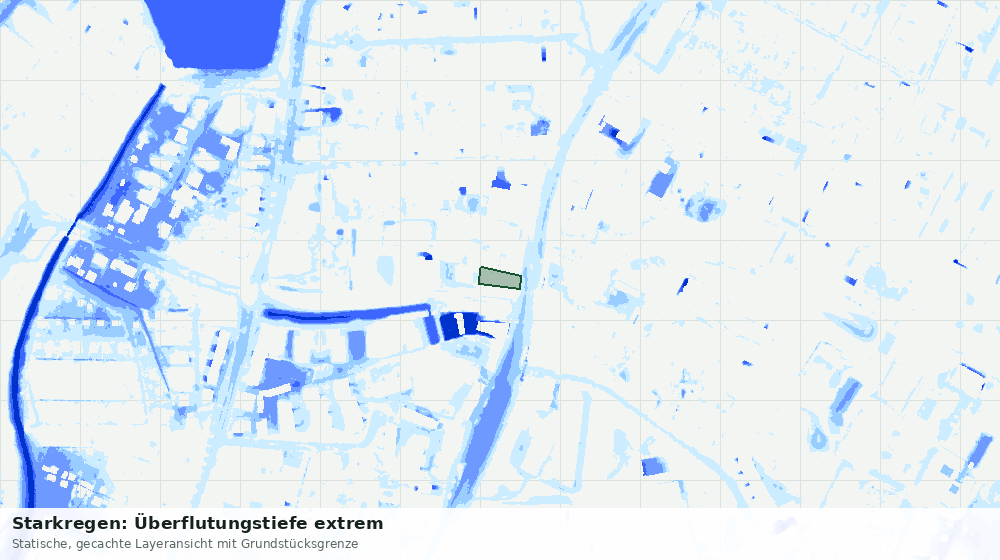Statische Kartenansicht: Starkregen: Überflutungstiefe extrem