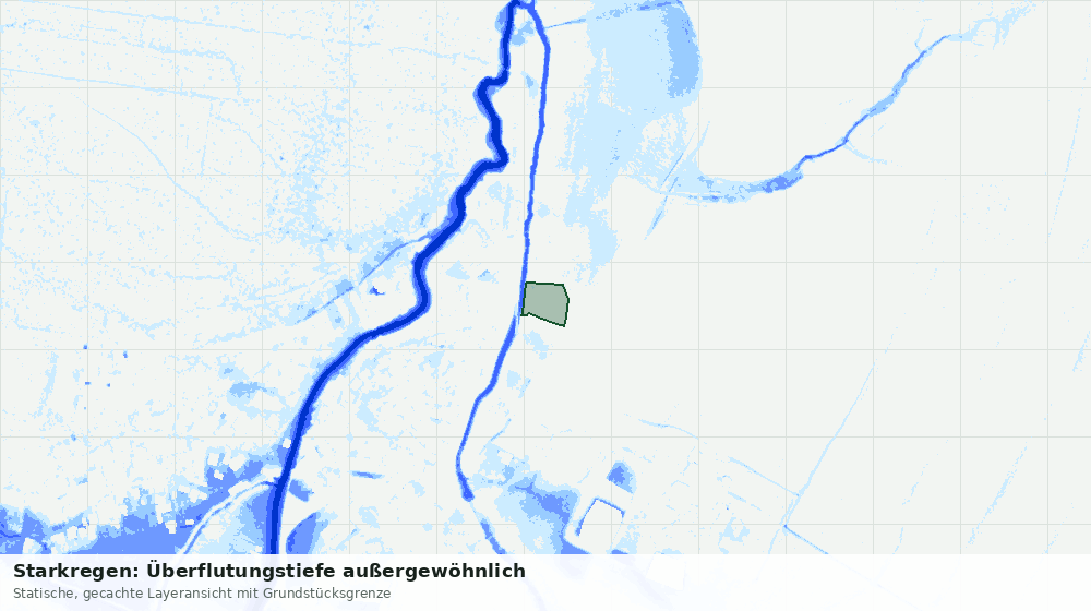 Statische Kartenansicht: Starkregen: Überflutungstiefe außergewöhnlich