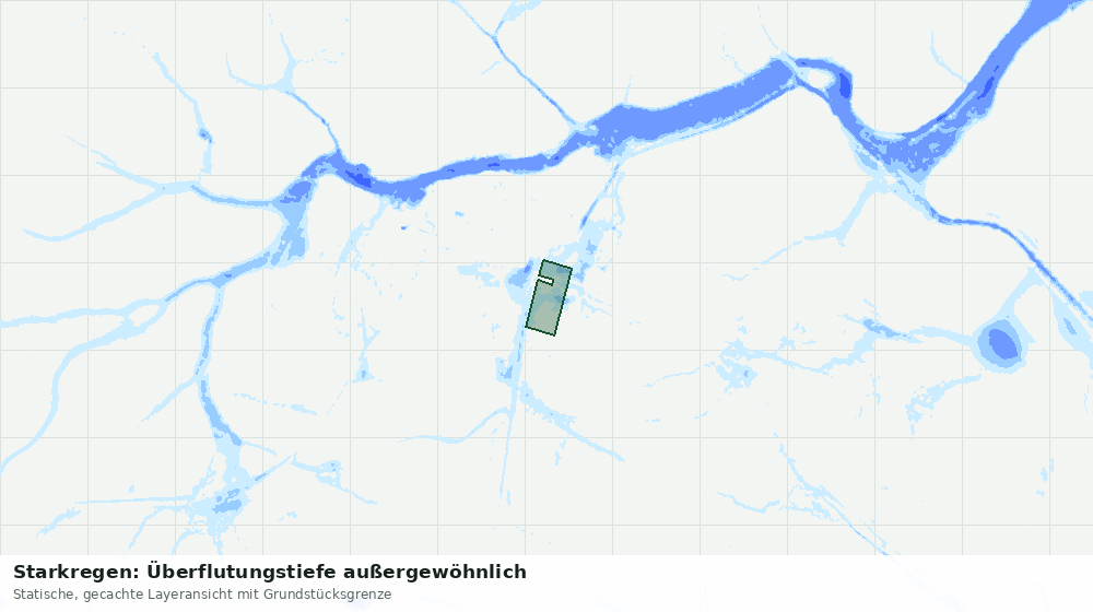 Statische Kartenansicht: Starkregen: Überflutungstiefe außergewöhnlich
