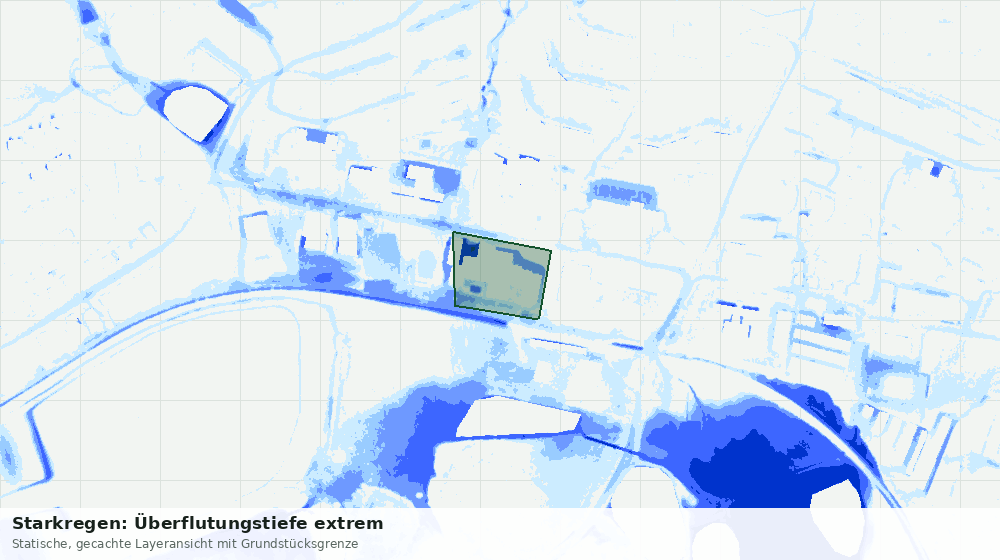 Statische Kartenansicht: Starkregen: Überflutungstiefe extrem
