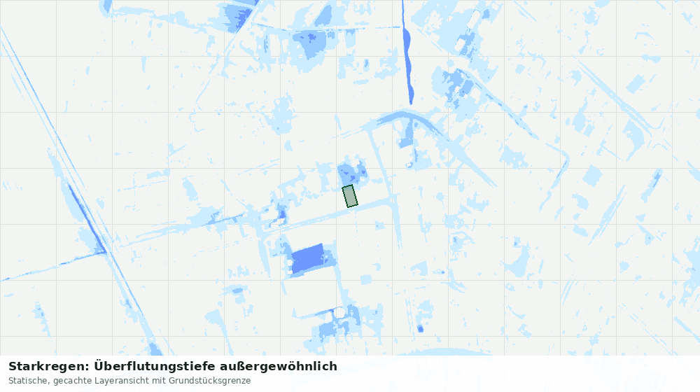 Statische Kartenansicht: Starkregen: Überflutungstiefe außergewöhnlich