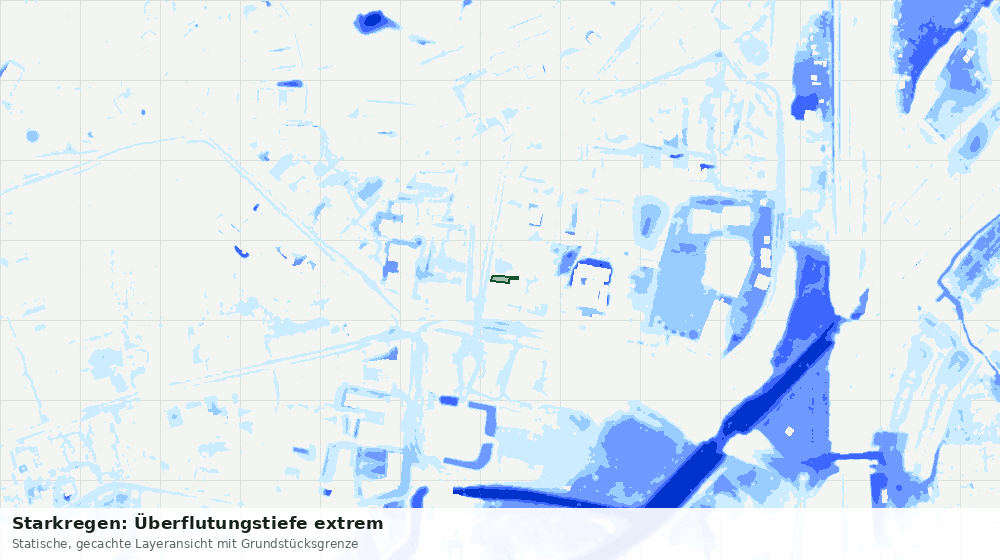 Statische Kartenansicht: Starkregen: Überflutungstiefe extrem