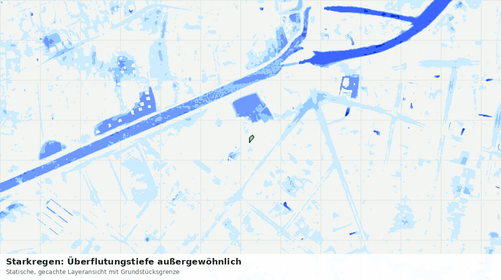Statische Kartenansicht: Starkregen: Überflutungstiefe außergewöhnlich