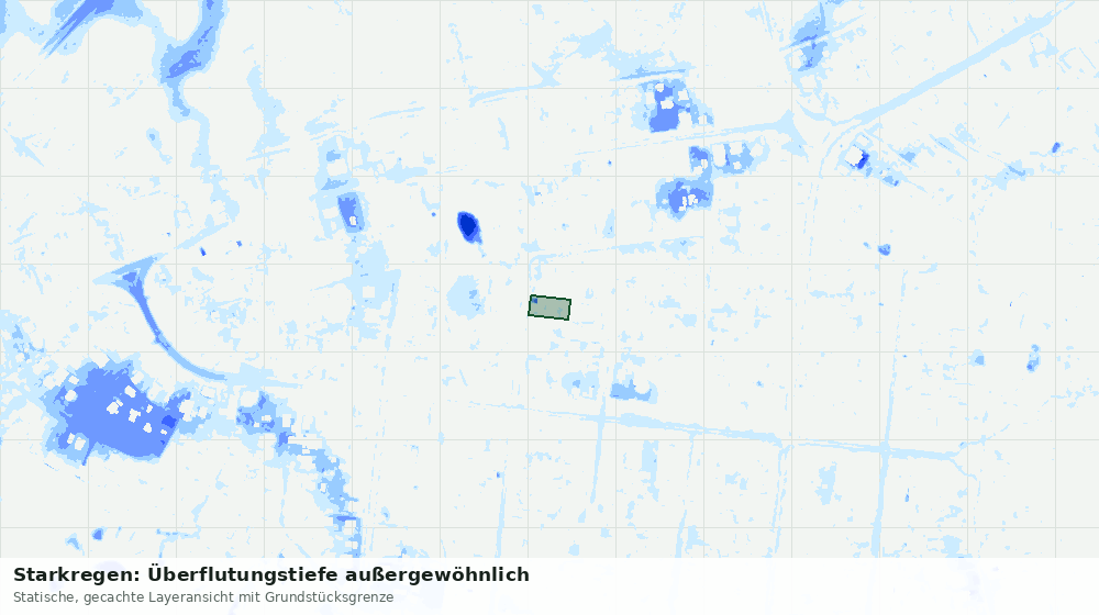 Statische Kartenansicht: Starkregen: Überflutungstiefe außergewöhnlich