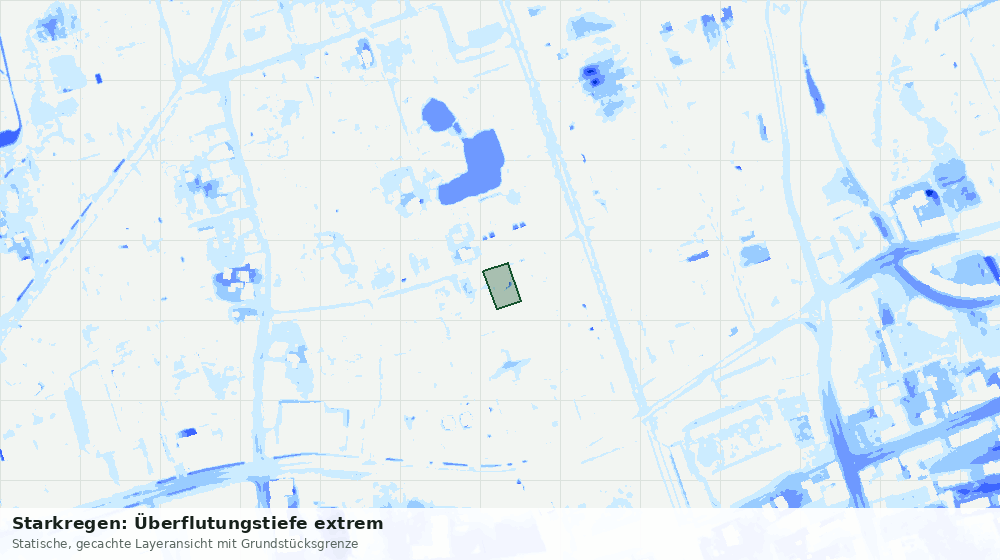 Statische Kartenansicht: Starkregen: Überflutungstiefe extrem