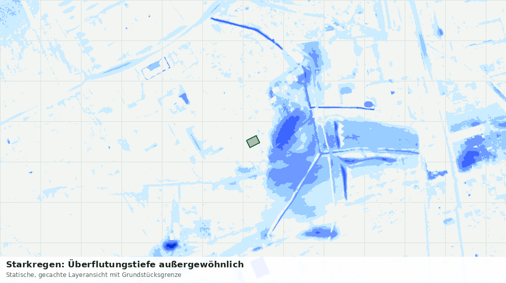 Statische Kartenansicht: Starkregen: Überflutungstiefe außergewöhnlich