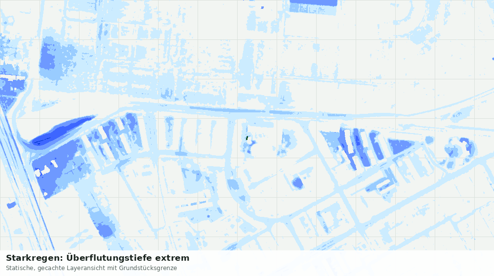 Statische Kartenansicht: Starkregen: Überflutungstiefe extrem