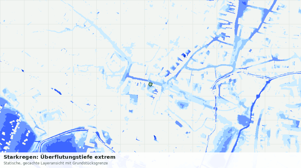 Statische Kartenansicht: Starkregen: Überflutungstiefe extrem