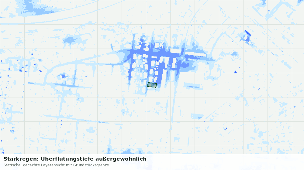Statische Kartenansicht: Starkregen: Überflutungstiefe außergewöhnlich
