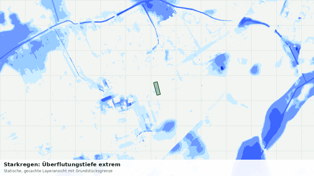 Statische Kartenansicht: Starkregen: Überflutungstiefe extrem
