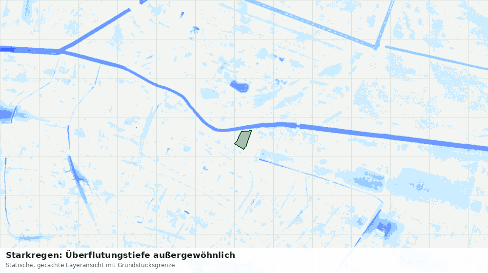 Statische Kartenansicht: Starkregen: Überflutungstiefe außergewöhnlich