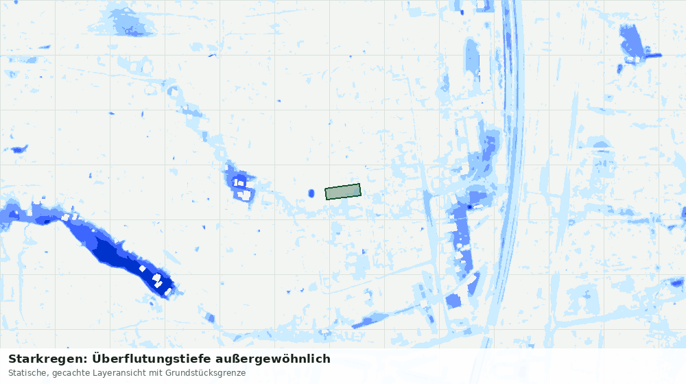 Statische Kartenansicht: Starkregen: Überflutungstiefe außergewöhnlich