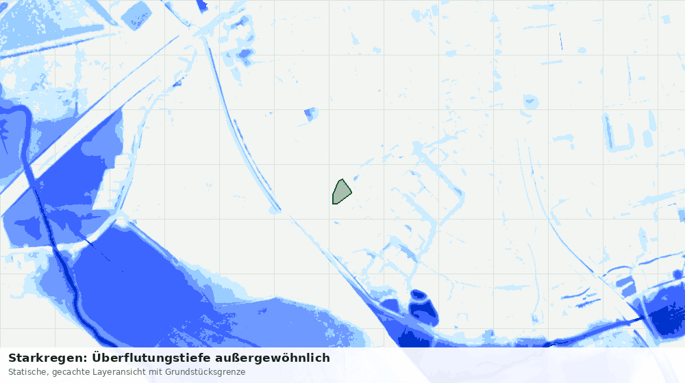 Statische Kartenansicht: Starkregen: Überflutungstiefe außergewöhnlich