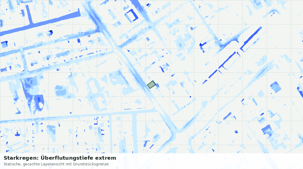 Statische Kartenansicht: Starkregen: Überflutungstiefe extrem
