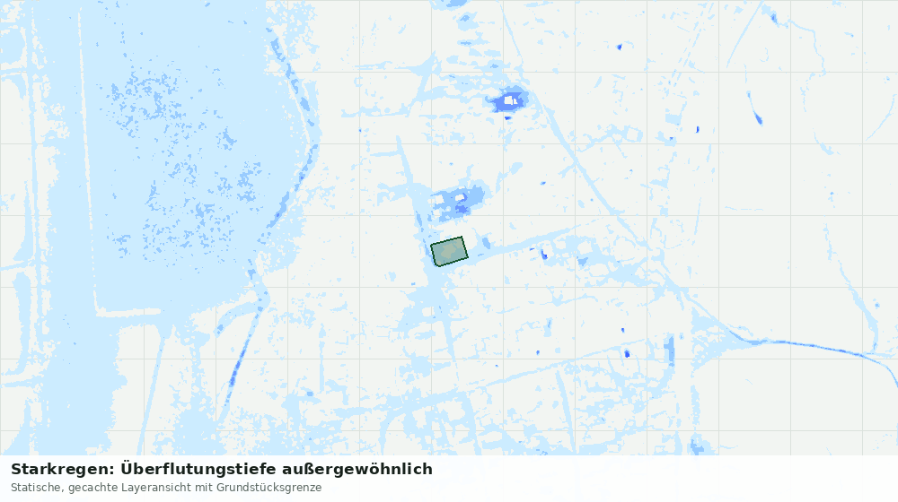 Statische Kartenansicht: Starkregen: Überflutungstiefe außergewöhnlich
