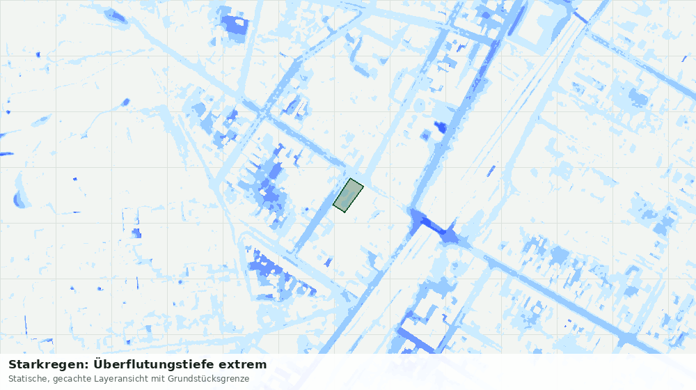 Statische Kartenansicht: Starkregen: Überflutungstiefe extrem