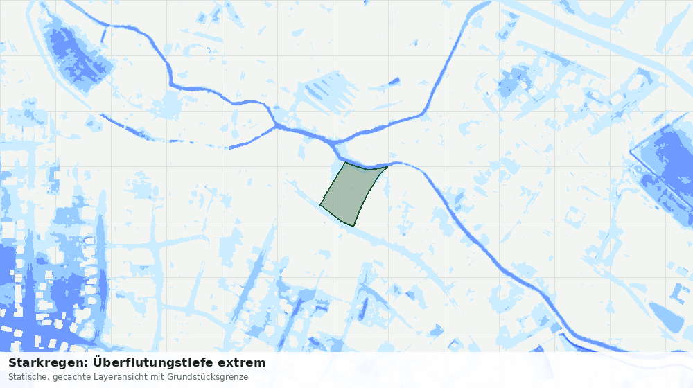 Statische Kartenansicht: Starkregen: Überflutungstiefe extrem