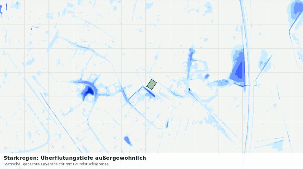 Statische Kartenansicht: Starkregen: Überflutungstiefe außergewöhnlich