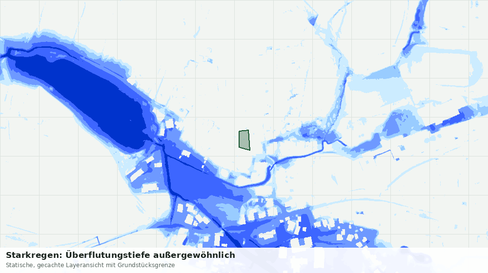 Statische Kartenansicht: Starkregen: Überflutungstiefe außergewöhnlich