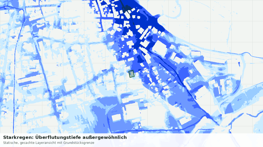 Statische Kartenansicht: Starkregen: Überflutungstiefe außergewöhnlich