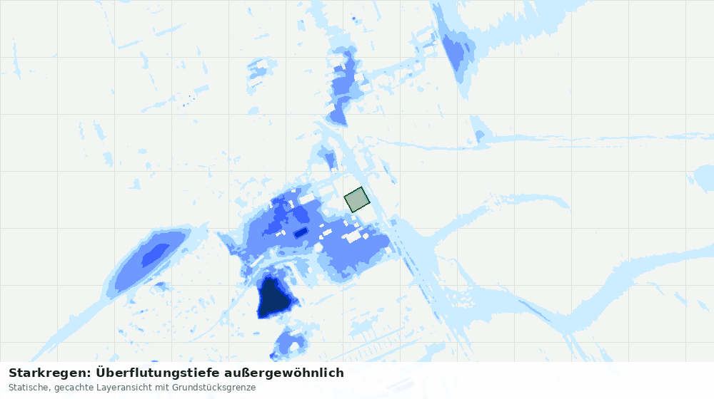 Statische Kartenansicht: Starkregen: Überflutungstiefe außergewöhnlich