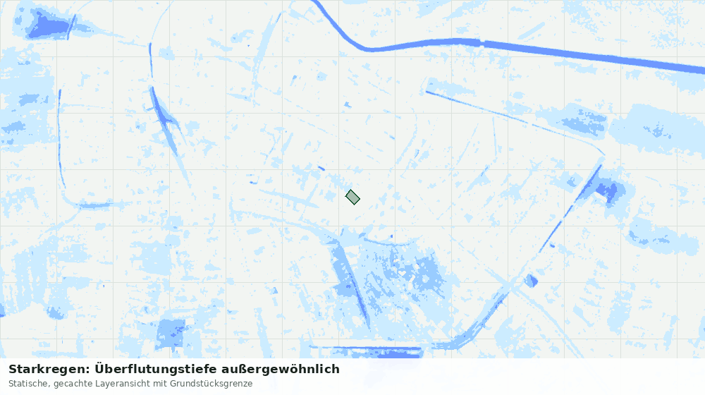 Statische Kartenansicht: Starkregen: Überflutungstiefe außergewöhnlich