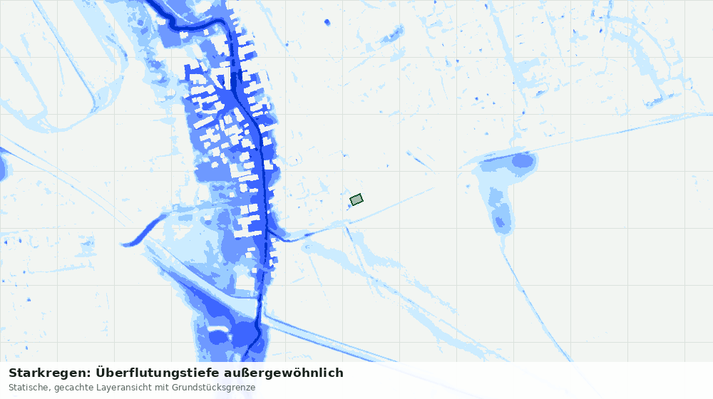 Statische Kartenansicht: Starkregen: Überflutungstiefe außergewöhnlich
