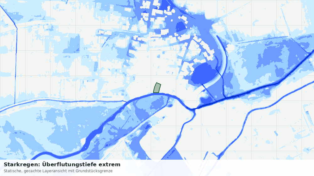 Statische Kartenansicht: Starkregen: Überflutungstiefe extrem