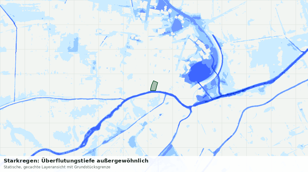 Statische Kartenansicht: Starkregen: Überflutungstiefe außergewöhnlich