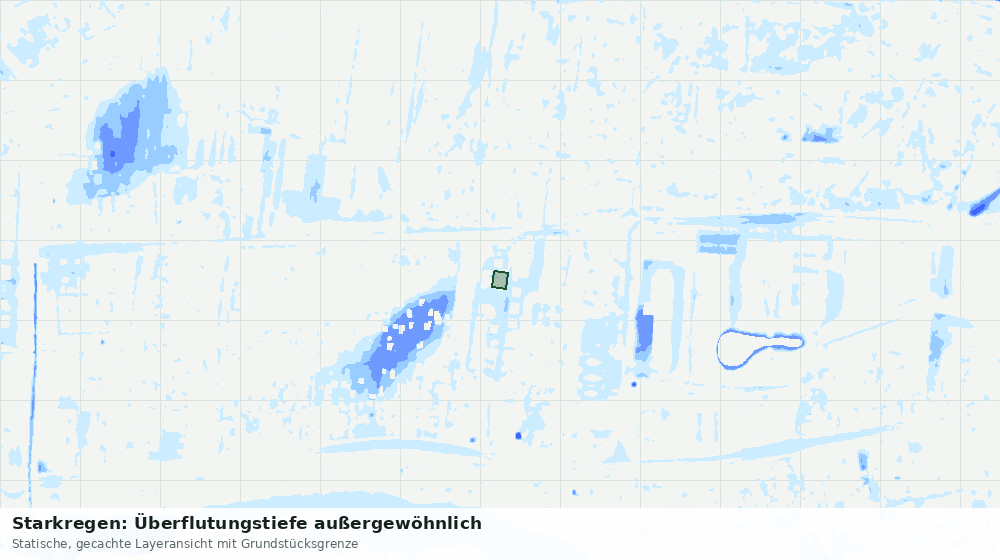 Statische Kartenansicht: Starkregen: Überflutungstiefe außergewöhnlich