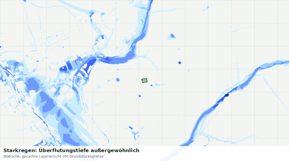 Statische Kartenansicht: Starkregen: Überflutungstiefe außergewöhnlich