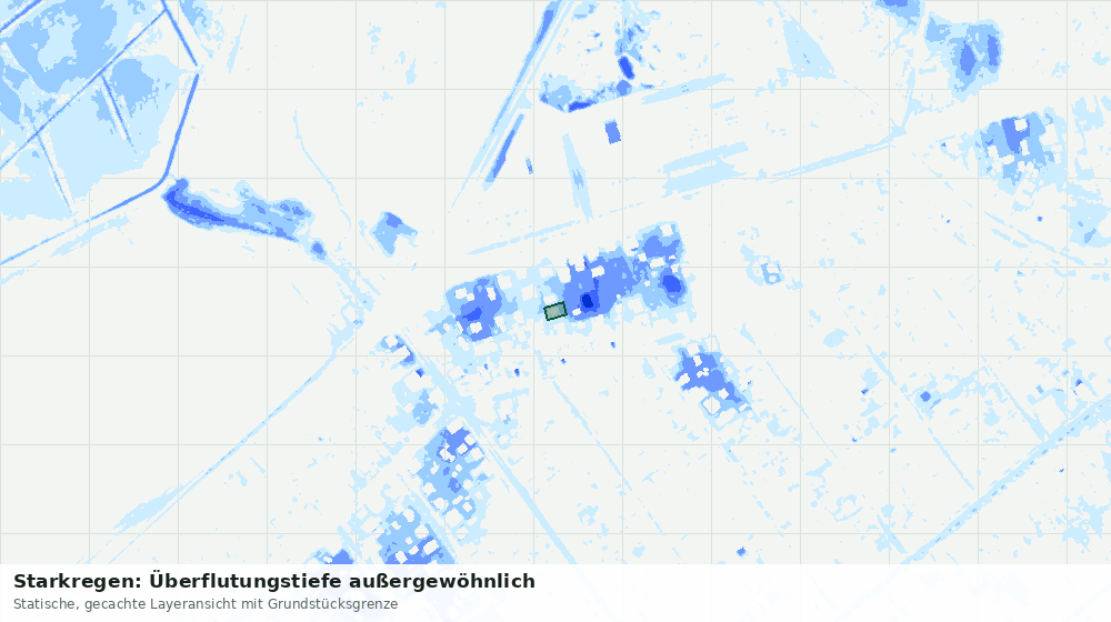 Statische Kartenansicht: Starkregen: Überflutungstiefe außergewöhnlich