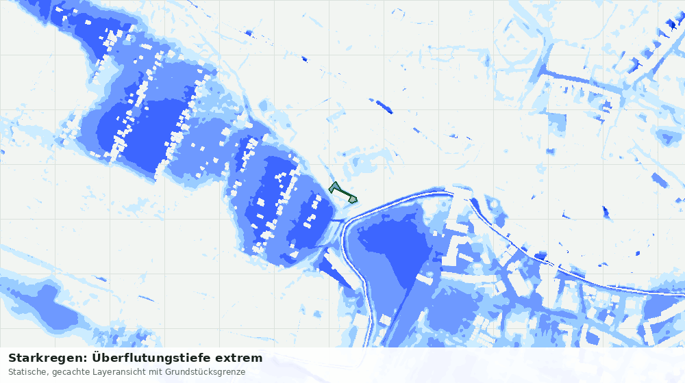Statische Kartenansicht: Starkregen: Überflutungstiefe extrem