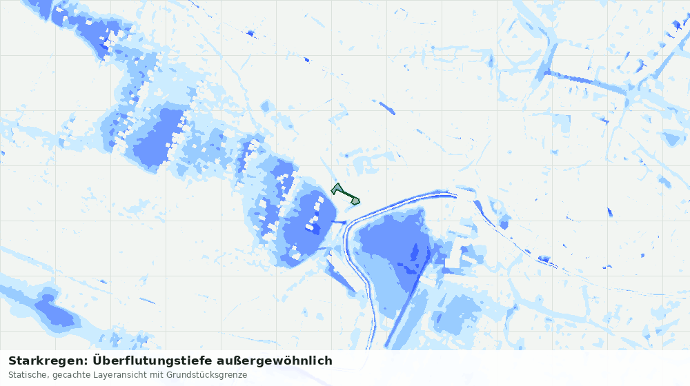 Statische Kartenansicht: Starkregen: Überflutungstiefe außergewöhnlich