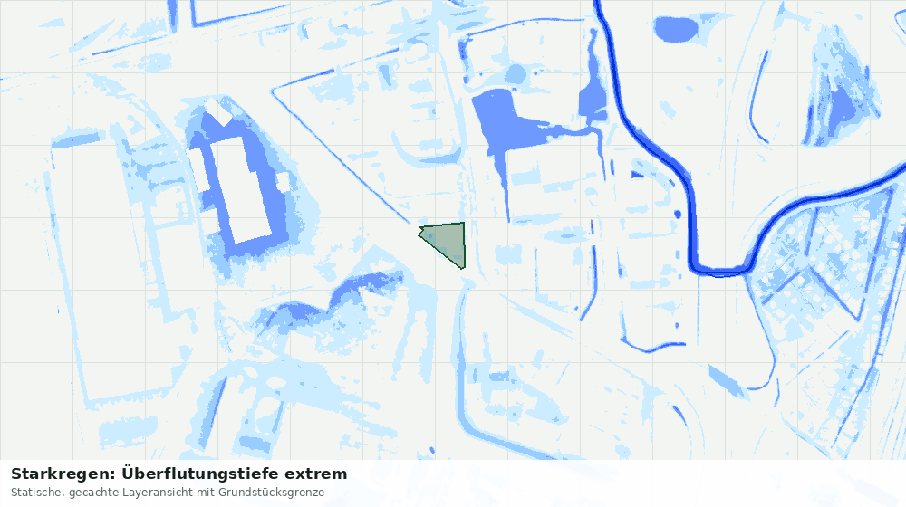 Statische Kartenansicht: Starkregen: Überflutungstiefe extrem