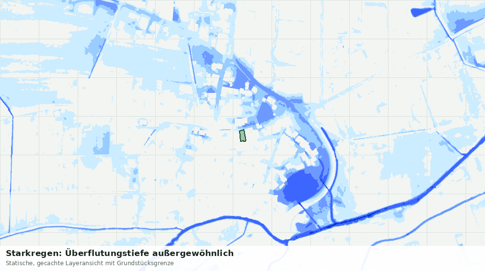 Statische Kartenansicht: Starkregen: Überflutungstiefe außergewöhnlich