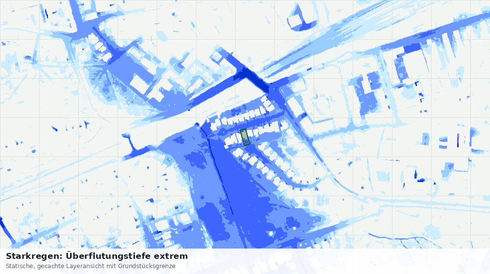 Statische Kartenansicht: Starkregen: Überflutungstiefe extrem