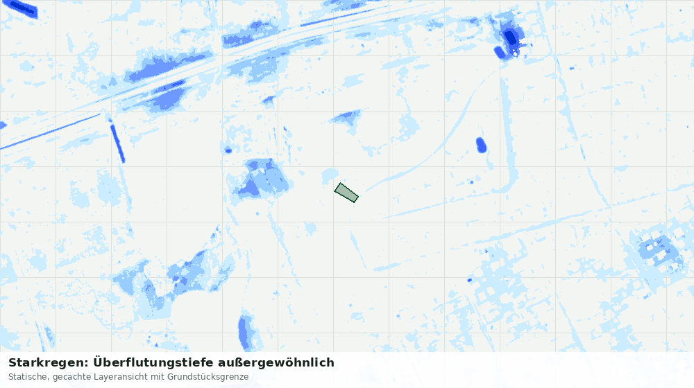 Statische Kartenansicht: Starkregen: Überflutungstiefe außergewöhnlich