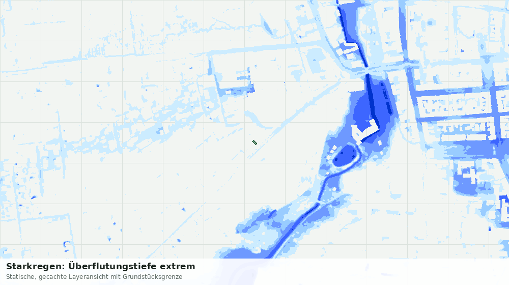 Statische Kartenansicht: Starkregen: Überflutungstiefe extrem